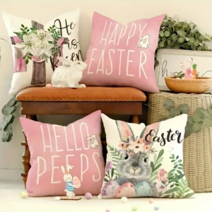 Happy decoration pillow cover Spring rabbit and flower