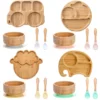 Bamboo Plate Sets for baby Tableware Suction Plate