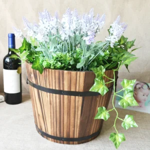 Plant Pot Faux Barrel Shape for Garden