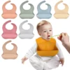 Baby Silicone Bib Waterproof Soft Solid Color