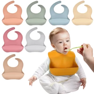 Baby Silicone Bib Waterproof Soft Solid Color