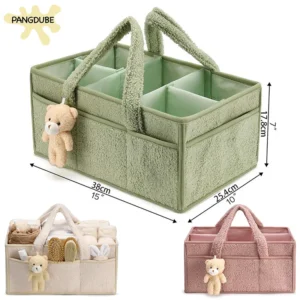 PANGDUBE Baby Diaper Organizer with Teddy Bear
